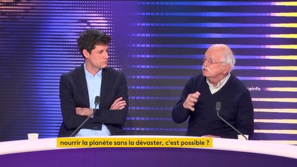 Julien Denormandie et Erik Orsenna étaient les invités du 8h30 franceinfo du 6 février 2024. ((FRANCEINFO / RADIOFRANCE))