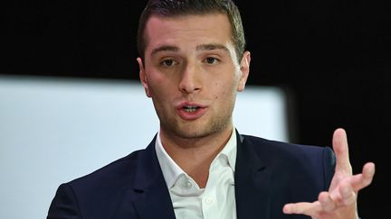 Jordan Bardella, tête de liste du Rassemblement national, le 11 avril 2019 à Paris. (ANNE-CHRISTINE POUJOULAT / AFP)