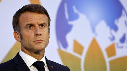 Dimanche 10 septembre, alors qu'il participe au G20 en Inde, Emmanuel Macron a répété l'offre d'aide de la France au Maroc. Pour l'heure, Rabat reste silencieuse. (LUDOVIC MARIN / AFP)