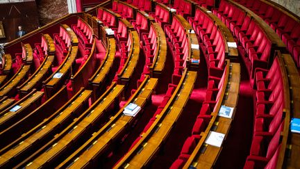 Les bancs de l'Assemblée nationale. (XOSE BOUZAS / HANS LUCAS VIA AFP)