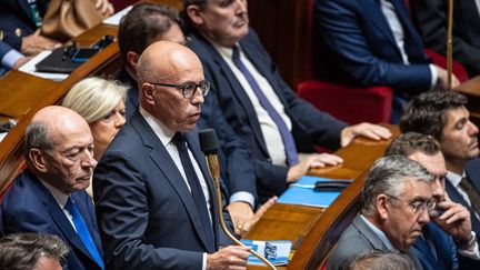 Le président du parti Les Républicains Eric Ciotti, à l'Assemblée nationale, le 10 octobre 2023. (CHRISTOPHE PETIT TESSON / MAXPPP)