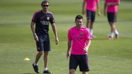 Luis Enrique, l'entraîneur du Barça, et Lionel Messi. (EFE/SIPA)