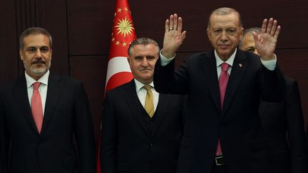 Le président turc Recep Tayyip Erdogan présente son nouveau gouvernement, à Ankara, le 3 juin 2023. (ADEM ALTAN / AFP)