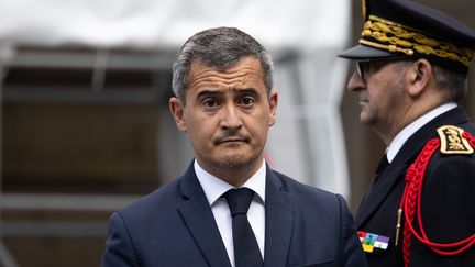 Gérald Darmanin, ministre de l'Intérieur, lors d'une cérémonie d'accueil de nouveaux policiers le 24 mai 2023, à Paris. (ALEXIS SCIARD / MAXPPP)