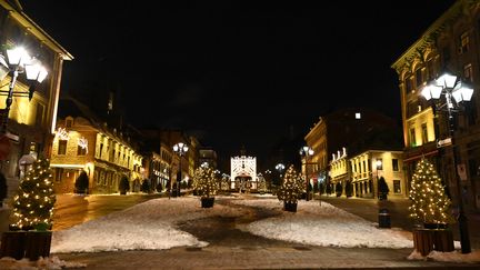 Le square Jacques-Cartier de Montréal, le 9 janvier 2021, pendant le couvre-feu face au Covid-19. (ERIC THOMAS / AFP)