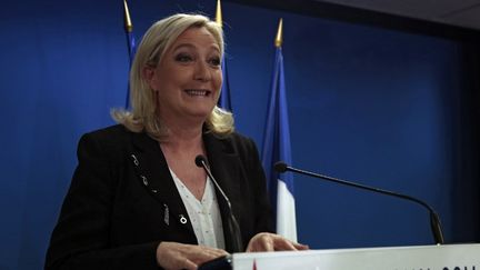 Marine Le Pen, le soir du premier tour des &eacute;lections d&eacute;partementales, &agrave; Nanterre (Hauts-de-Seine), le 22 mars 2015. (JOEL SAGET / AFP)