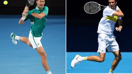 Novak Djokovic et Daniil Medvedev vont s'affronter pour la huitième fois. (DAVID GRAY,WILLIAM WEST / AFP)