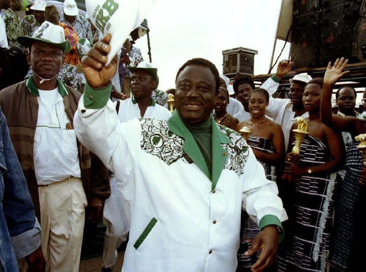 Le président Henri Konan Bédié en campagne électorale, le 2 octobre 1995. (Photo Reuters/Patrick De Noirmont)