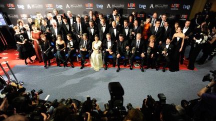 Les vainqueurs de la c&eacute;r&eacute;monie des Goya, &eacute;quivalent des C&eacute;sar en Espagne, le 19 f&eacute;vrier 2012 &agrave; Madrid. L'&eacute;quipe de "The Artist" n'&eacute;tait pas pr&eacute;sente. (DANI POZO / AFP)