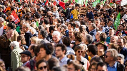 Manifestation des anti-PMA à Paris, le 6 octobre 2019. (XOSE BOUZAS / HANS LUCAS)