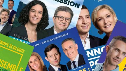 Des affiches électorales de la campagne des européennes 2019.&nbsp; (FRANCEINFO)