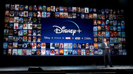 Kevin Mayer,&nbsp;président du conseil d’administration de la division Direct-to-Consumer &amp; International de The Walt Disney Company lors d'une présentation de Disney+ à Anaheim (Californie, Etats-Unis), le 23 août 2019. (JESSE GRANT / GETTY IMAGES / AFP)