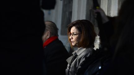 Elisabeth Fouquet, lors du procès des neufs personnes jugées pour le braquage qui a coûté la vie à sa fille Aurelie Fouquet, le 1er mars 2016, à Paris. (ALAIN JOCARD / AFP)