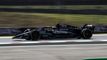 Lewis Hamilton lors du Grand Prix de Hongrie, le 22 juillet 2023. (ARPAD KURUCZ / AFP)