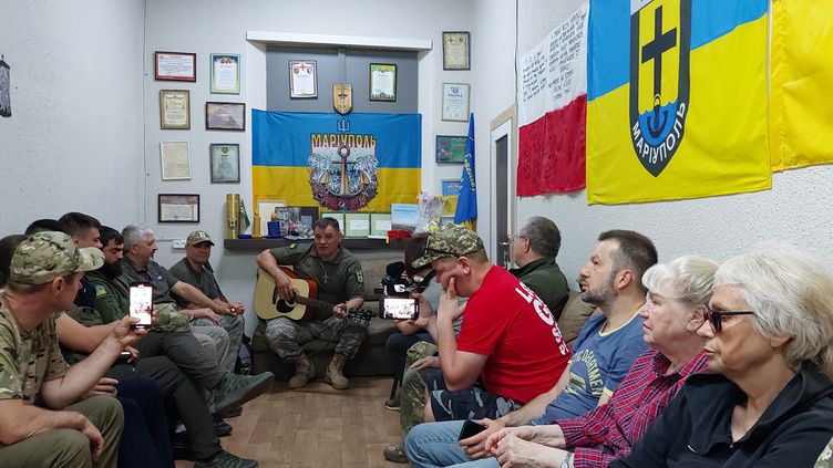 Military chaplains from Mariupol in the Zaporijjia region, end of May 2023. (Laurent Macchietti / Radiofrance)