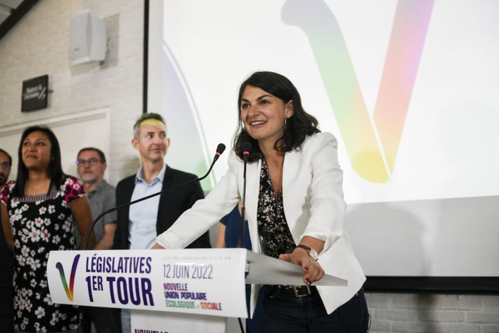 Aurélie Trouvé au soir du premier tour des élections législatives, le 12 juin 2022, à Paris. (MAGALI COHEN / HANS LUCAS / AFP)