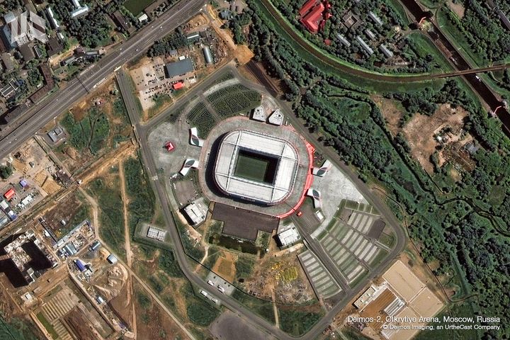 Le stade du Spartak, également appelé Otkrytie&nbsp;Arena, est l'autre stade moscovite à accueillir des matchs pendant la Coupe du monde. (DEIMOS IMAGING / URTHECAST)