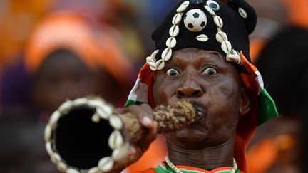 "En Afrique du Sud, personne ne va au stade sans son vuvuzela pour mettre de l&rsquo;ambiance, donc tout le monde en veut un. La derni&egrave;re fois que j&rsquo;en ai vendu autant, c&rsquo;&eacute;tait pendant la Coupe du monde", se f&eacute;licite un vendeur ambulant cit&eacute; par Afrik.com. Les organisateurs attendaient 150 000 supporters &eacute;trangers, en plus des supporters locaux. Autant de clients potentiels. (FRANCISCO LEONG / AFP)