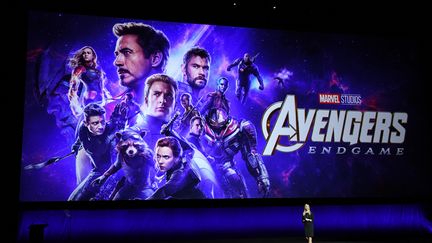 Présentation du film "Avengers : Endgame" par Cathleen Taff de Walt Disney Pictures à Las Vegas (Nevada), le 3 avril 2019. (VALERIE MACON / AFP)