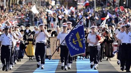 Le Bagad de Lann-Bihoué lors de la grande parade du festival
 (Jean-Sébastien Evrard/AFP )