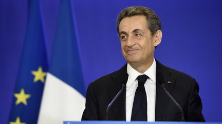 Nicolas Sarkozy s'exprime au si&egrave;ge de l'UMP, &agrave; Paris, le 29 mars 2015. (ERIC FEFERBERG / AFP)