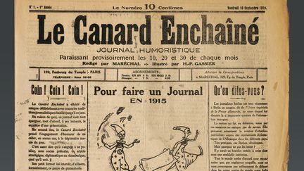 La une du premier numéro "Canard enchaîné" du 10 septembre 1915. (MANUEL COHEN / AFP)