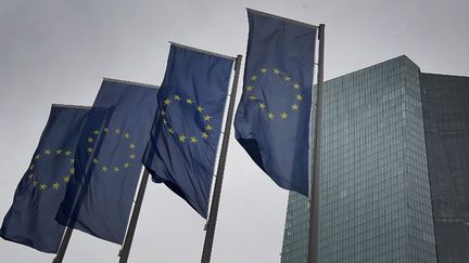 Le siège de la Banque centrale européenne à Francfort (Allemagne) le 12 mars 2020. (DANIEL ROLAND / AFP)