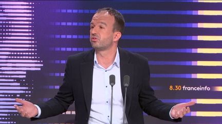 Manuel Bompard, député et coordinateur de la France insoumise, le 15 janvier 2024 sur franceinfo. (FRANCEINFO / RADIO FRANCE)