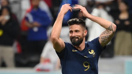 Olivier Giroud, lors du quart de finale entre la France et l'Angleterre à la Coupe du monde 2022. (FRANCK FIFE / AFP)