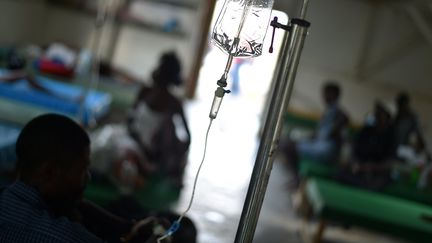 Des patients touchés par le choléra, dans le sud-ouest d'Haïti, en octobre 2016.&nbsp; (HECTOR RETAMAL / AFP)