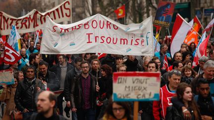 Des intermittents dans la manifestation contre la Loi travail 31 mars 2016 à Strasbourg
 (Arnaud HEMBERT / citizenside / AFP)