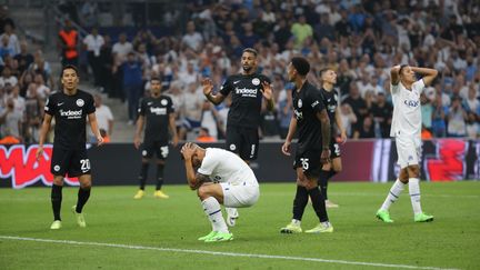 La détresse des Marseillais, battus par l'Eintracht Francfort en Ligue des champions, le 13 septembre 2022. (NICOLAS VALLAURI / MAXPPP)