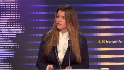 Marlène Schiappa, secrétaire d'État chargée de la Vie associative était l'invitée du "8h30 franceinfo", samedi 28 janvier 2023. (FRANCEINFO / RADIOFRANCE)