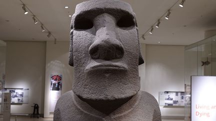 "Hoa Hakananai'a", un des moais de l'île de Pâques, exposé au British Museum. (JAMES MILES CC BY-SA 4.0 VIA WIKIMEDIA COMMONS)