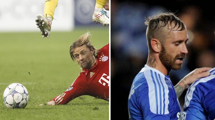 Anatoliy Tymoschuk (Bayern Munich) et Fernando Mereiles (Chelsea). (MONTAGE AFP/ SIPA)