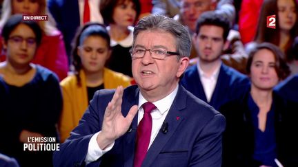 Jean-Luc Mélenchon, le 30 novembre 2017 sur le plateau de L'Emission politique. (FRANCE 2)