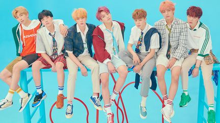 Les sept garçons du boys band sud-coréen BTS en 2018.
 (Big Hit Entertainment)