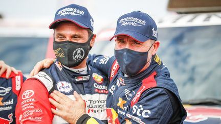 Stéphane Peterhansel victorieux lors du dernier Rallye Dakar le 15 janvier 2021 en Arabie Saoudite. (JULIEN DELFOSSE / ANTONIN VINCENT)