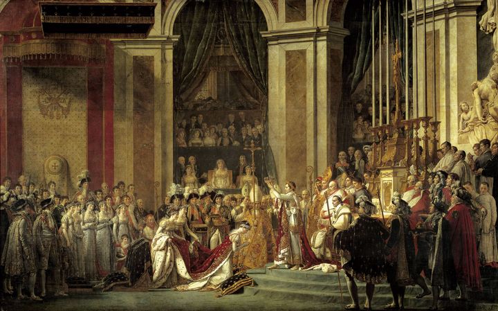 "Sacre de l'Empereur Napoleon Ier et Couronnement de l'Imperatrice Joséphine - Notre-Dame" Jacques Louis David (1748 - 1825). Musée du Louvre. Paris (Leemage / AFP)