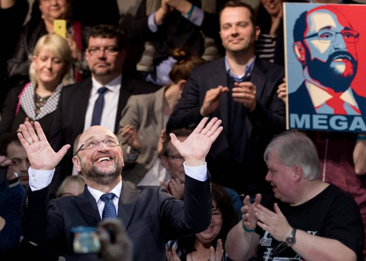 Martin Schulz lors d'une conférence de presse, le 29 janvier 2017, à Berlin (Allemagne). (KAY NIETFELD / DPA)