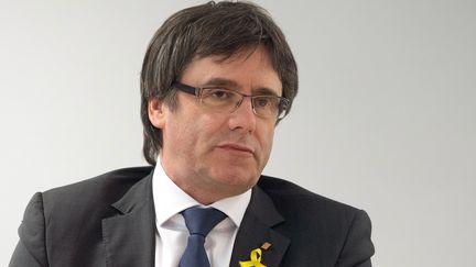 L'ancien président de la Catalogne, l'indépendantiste Carles Puigdemont, le 5 mai 2018 à Berlin (Allemagne).&nbsp; (CHRISTOPHE GATEAU / DPA / AFP)