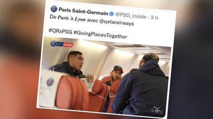 Une vidéo a été publiée le 18 septembre par Paris Saint-Germain sur son compte twitter montrant les joueurs prendre l’avion de Paris pour rejoindre Lyon. (COMPTE TWITTER DU PSG / CAPTURE ÉCRAN)