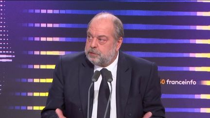 Le ministre de la Justice, Éric Dupond-Moretti, le 31 janvier 2024 sur franceinfo. (FRANCEINFO / RADIO FRANCE)