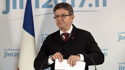 Le candidat de la France insoumise, Jean-Luc Mélenchon, le 23 avril 2017, à Paris, au soir du premier tour de l'élection présidentielle.&nbsp; (BERTRAND GUAY / AFP)