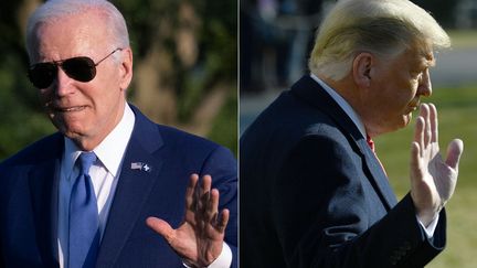 Joe Biden a utilisé les trois lettres "SOB", un raccourci pour "son of a bitch" mercredi 21 février pour insulter Vladimir Poutine lors d'un discours sur le changement climatique, et après la mort en prison d'Alexeï Navalny. La chanson, en la matière, n'est pas en reste... (Illustration) (JIM WATSON,BRENDAN SMIALOWSKI / AFP)