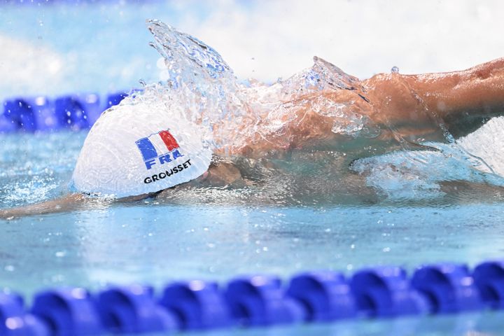 Le sprinteur français Maxime Grousset lors des championnats du monde à Budapest, le 24 juin 2022. (KEMPINAIRE STEPHANE / KMSP / AFP)