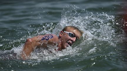 Le Français Marc-Antoine Olivier a terminé de justesse à la troisième place du 5 km en eau libre, le 20 août 2022.&nbsp; (KEMPINAIRE STEPHANE / AFP)