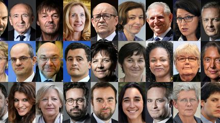 Trombinoscope des&nbsp;ministres et secrétaires d'État du deuxième gouvernement d'Édouard Philippe, dévoilé le 21 juin 2017.&nbsp; (CHRISTOPHE ARCHAMBAULT / AFP)