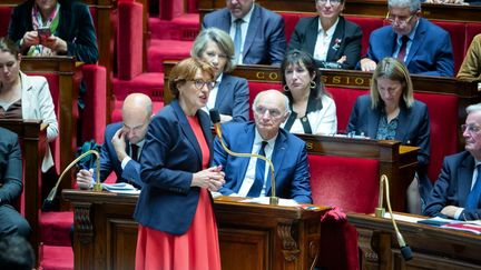 Annie Genevard, ministre de l'Agriculture, de la Souveraineté alimentaire et des Forêts à l'Assemblée nationale lors de questions au gouvernement. à PAris, le 15 octobre 2024. (MARTIN NODA / HANS LUCAS)