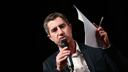 François Ruffin, député LFI de la Somme lors d'un meeting de son parti sur la réforme des retraites, à Paris, le 10 janvier 2023. (CHRISTOPHE ARCHAMBAULT / AFP)